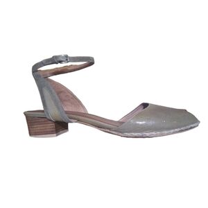 Green Patent Leather Block Heel Ankle Strap Sandal